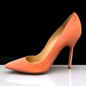 Manolo Blahnik BB 105mm Suede Pumps Peach